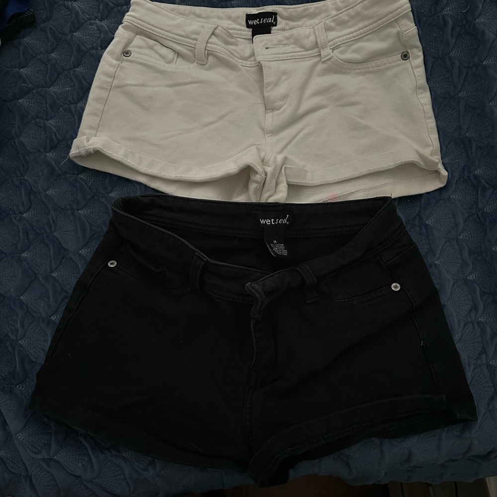 Wet Seal Black and White Jean Shorts